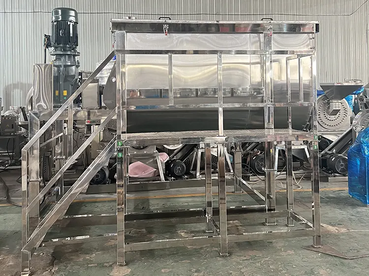 Ribbon mixer prepared for inspection in the factory